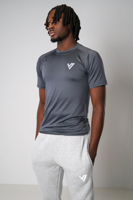 GREY STEEL COMPRESSION TEE