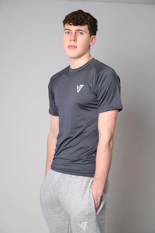 GREY STEEL COMPRESSION TEE